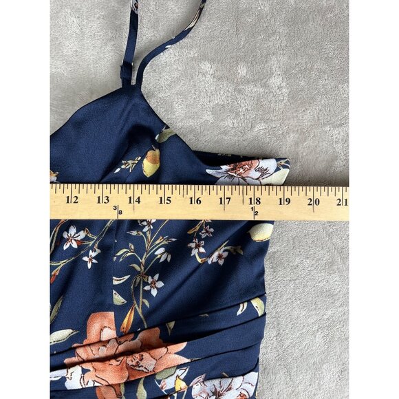 Lulus My Favorite Day Womens Navy Blue Flora Print Tulipl Wrap Midi Dress XXL - Picture 5 of 15